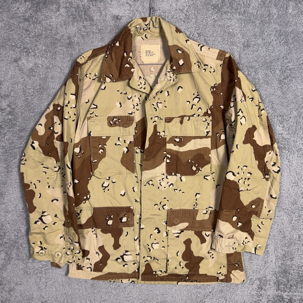 Vintage USGI Jacket Mens Small Short Desert Chocolate Chip BDU Combat Coat 80s